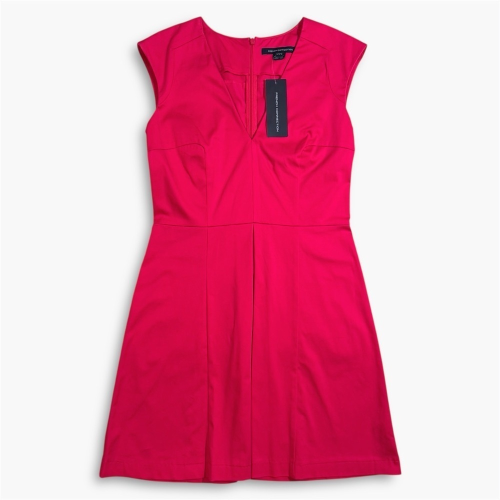 NWT French Connection Pink V Neck Fit Flare Dress 8 Richie Capri $178